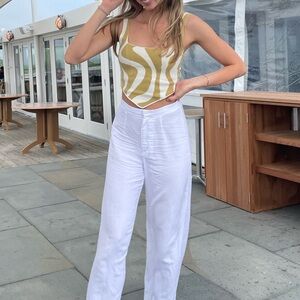 Cropped sweater - Yellow and White Women's Tank Top